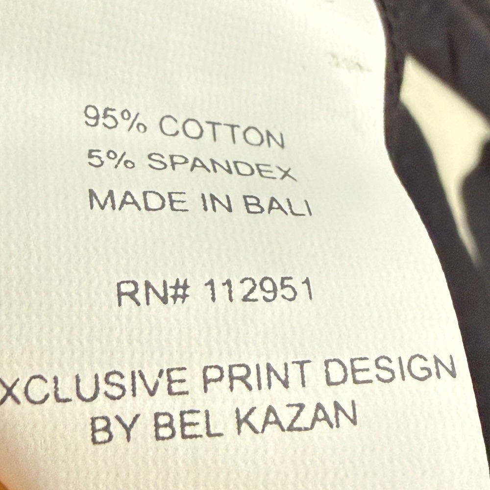 Bel Kazan Strapless Smocked Midi Dress Black Cream Geometric Abstract Boho Sz M - Picture 9 of 13